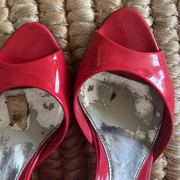 Gucci hot pink paten leather open toe pumps 38 - Picture 6 of 8